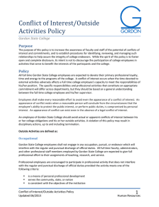 Conflict of Interest/Outside Activities Policy Gordon State College Purpose