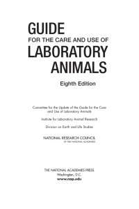 GUIDE LABORATORY ANIMALS FOR THE CARE AND USE OF