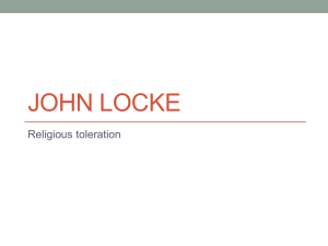 JOHN LOCKE Religious toleration