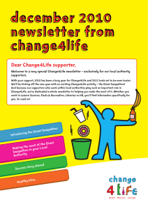 December 2010 newsletter from Change4Life Dear Change4Life supporter,