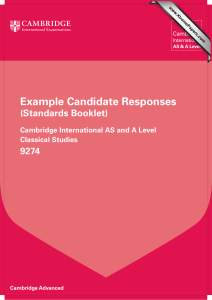 Example Candidate Responses (Standards Booklet) 9274 Cambridge International AS and A Level