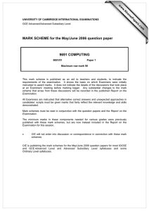 MARK SCHEME for the May/June 2006 question paper 9691 COMPUTING www.XtremePapers.com