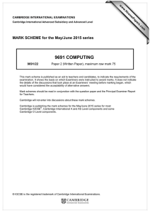 9691 COMPUTING  MARK SCHEME for the May/June 2015 series