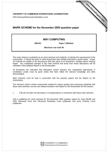 MARK SCHEME for the November 2005 question paper 9691 COMPUTING www.XtremePapers.com