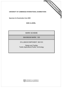 MARK SCHEME MAXIMUM MARK: 100 GCE A LEVEL