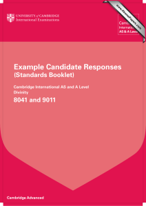 Example Candidate Responses (Standards Booklet) 8041 and 9011