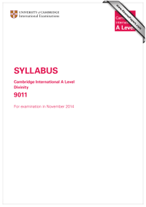 SYLLABUS 9011 Cambridge International A Level Divinity