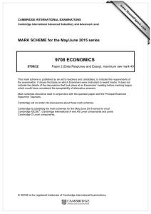 9708 ECONOMICS  MARK SCHEME for the May/June 2015 series