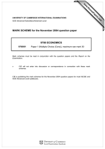 MARK SCHEME for the November 2004 question paper  9708 ECONOMICS www.XtremePapers.com