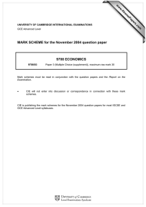 MARK SCHEME for the November 2004 question paper  9708 ECONOMICS www.XtremePapers.com