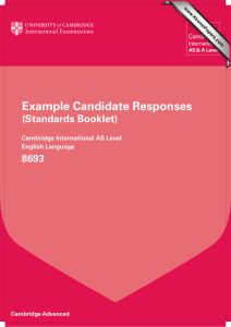 Example Candidate Responses (Standards Booklet) 8693 Cambridge International AS Level