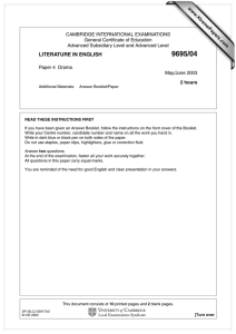 CAMBRIDGE INTERNATIONAL EXAMINATIONS General Certificate of Education www.XtremePapers.com