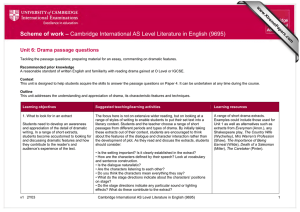 Scheme of work – Cambridge International AS Level Literature in... Unit 6: Drama passage questions www.XtremePapers.com