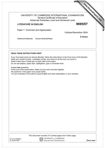 UNIVERSITY OF CAMBRIDGE INTERNATIONAL EXAMINATIONS General Certificate of Education www.XtremePapers.com