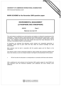 MARK SCHEME for the November 2005 question paper  ENVIRONMENTAL MANAGEMENT