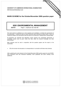 8291 ENVIRONMENTAL MANAGEMENT  MARK SCHEME for the October/November 2008 question paper