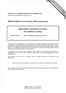 MARK SCHEME for the November 2004 question paper