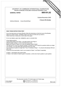 UNIVERSITY OF CAMBRIDGE INTERNATIONAL EXAMINATIONS www.XtremePapers.com