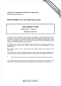 MARK SCHEME for the June 2006 question paper  8004 GENERAL PAPER www.XtremePapers.com