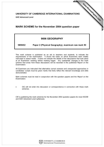 MARK SCHEME for the November 2004 question paper  9696 GEOGRAPHY www.XtremePapers.com