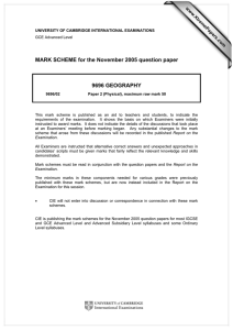 MARK SCHEME for the November 2005 question paper 9696 GEOGRAPHY www.XtremePapers.com