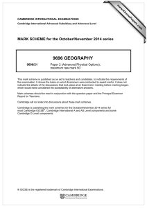 9696 GEOGRAPHY  MARK SCHEME for the October/November 2014 series