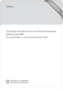 Syllabus Cambridge International AS Level Global Perspectives Syllabus code 8987