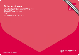 Scheme of work Cambridge International AS Level Global Perspectives 8987