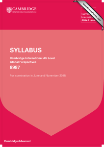 SYLLABUS 8987 Cambridge International AS Level Global Perspectives