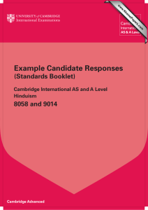 Example Candidate Responses (Standards Booklet) 8058 and 9014