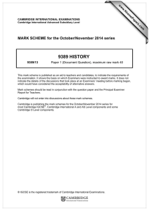 9389 HISTORY  MARK SCHEME for the October/November 2014 series