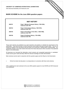 MARK SCHEME for the June 2004 question papers  9697 HISTORY www.XtremePapers.com