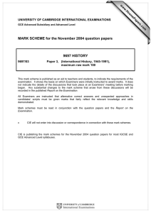 MARK SCHEME for the November 2004 question papers  9697 HISTORY www.XtremePapers.com