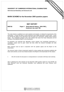 MARK SCHEME for the November 2005 question papers  9697 HISTORY www.XtremePapers.com