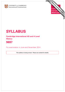 SYLLABUS 9697 Cambridge International AS and A Level History