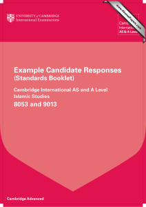 Example Candidate Responses (Standards Booklet) 8053 and 9013