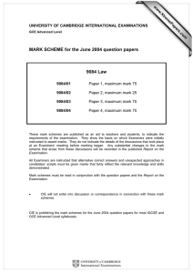MARK SCHEME for the June 2004 question papers  9084 Law www.XtremePapers.com