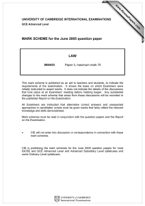 MARK SCHEME for the June 2005 question paper  LAW www.XtremePapers.com