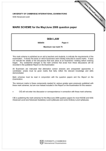 MARK SCHEME for the May/June 2006 question paper 9084 LAW www.XtremePapers.com