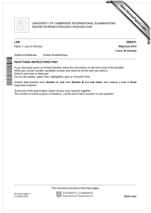 www.XtremePapers.com UNIVERSITY OF CAMBRIDGE INTERNATIONAL EXAMINATIONS General Certificate of Education Advanced Level 9084/31