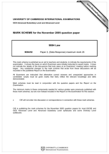 MARK SCHEME for the November 2005 question paper  9084 Law www.XtremePapers.com
