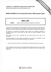 9084 LAW  MARK SCHEME for the October/November 2006 question paper