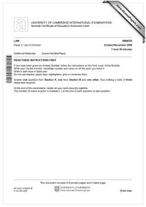 www.XtremePapers.com UNIVERSITY OF CAMBRIDGE INTERNATIONAL EXAMINATIONS General Certificate of Education Advanced Level 9084/03