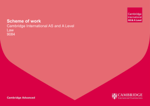 Scheme of work Cambridge International AS and A Level Law 9084