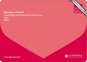 Scheme of work Cambridge International AS and A Level Law 9084