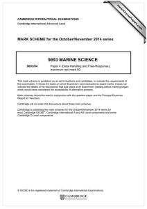 9693 MARINE SCIENCE  MARK SCHEME for the October/November 2014 series