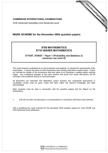 MARK SCHEME for the November 2004 question papers  9709 MATHEMATICS