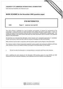 MARK SCHEME for the November 2005 question paper  9709 MATHEMATICS www.XtremePapers.com