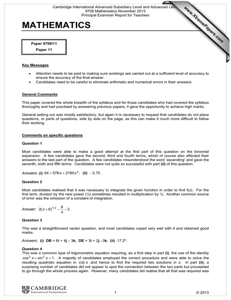 Cambridge International Advanced Subsidiary Level And Advanced Level