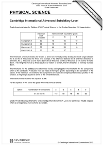 PHYSICAL SCIENCE Cambridge International Advanced Subsidiary Level www.XtremePapers.com